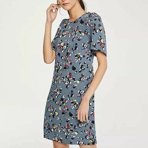 Ann Taylor - Slate Blue Winter Floral Shift Dress